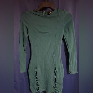 Revamped Teal Long Sleeve Bodycon Dress